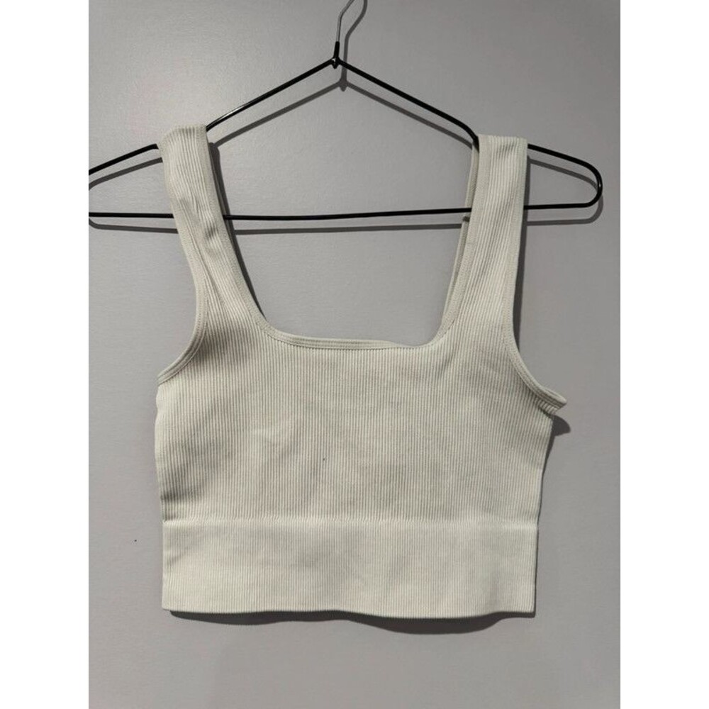 Zenana Ribbed Sportsbra Crop Top Beige/Grayish L/XL